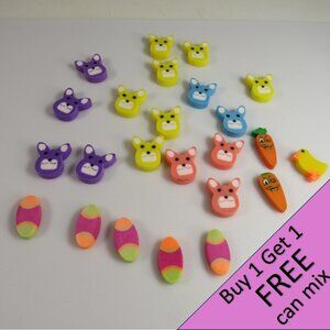 Easter Egg Filler: Small Erasers (24 items) Bunnies, Eggs, Carrots